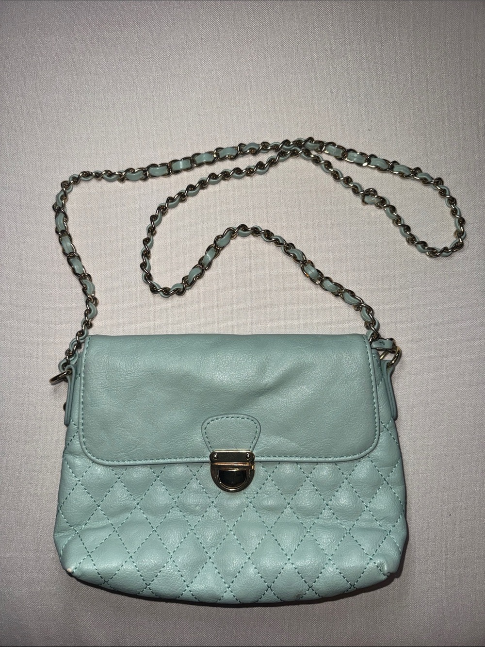 Forever 21 Mint Quilted Chain Strap Crossbody Bag
